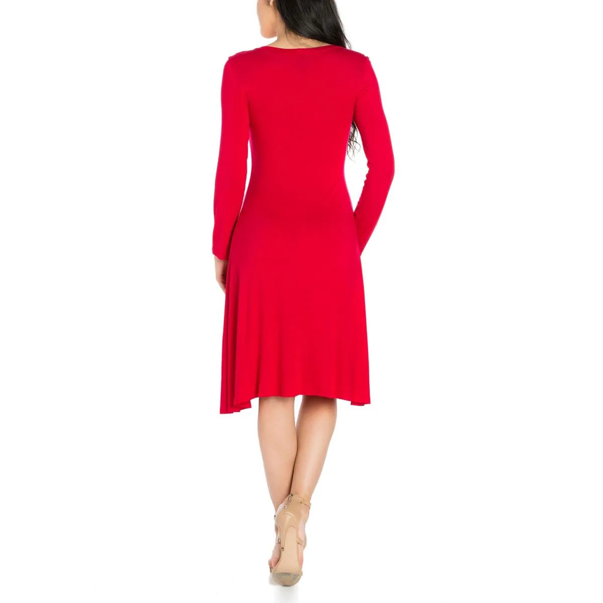 24seven Comfort Apparel Womens Long Sleeves Mini Fit & Flare Dress