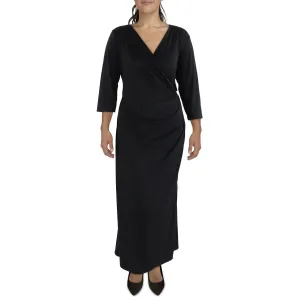 24seven Comfort Apparel Womens Plus Surplice Long Maxi Dress