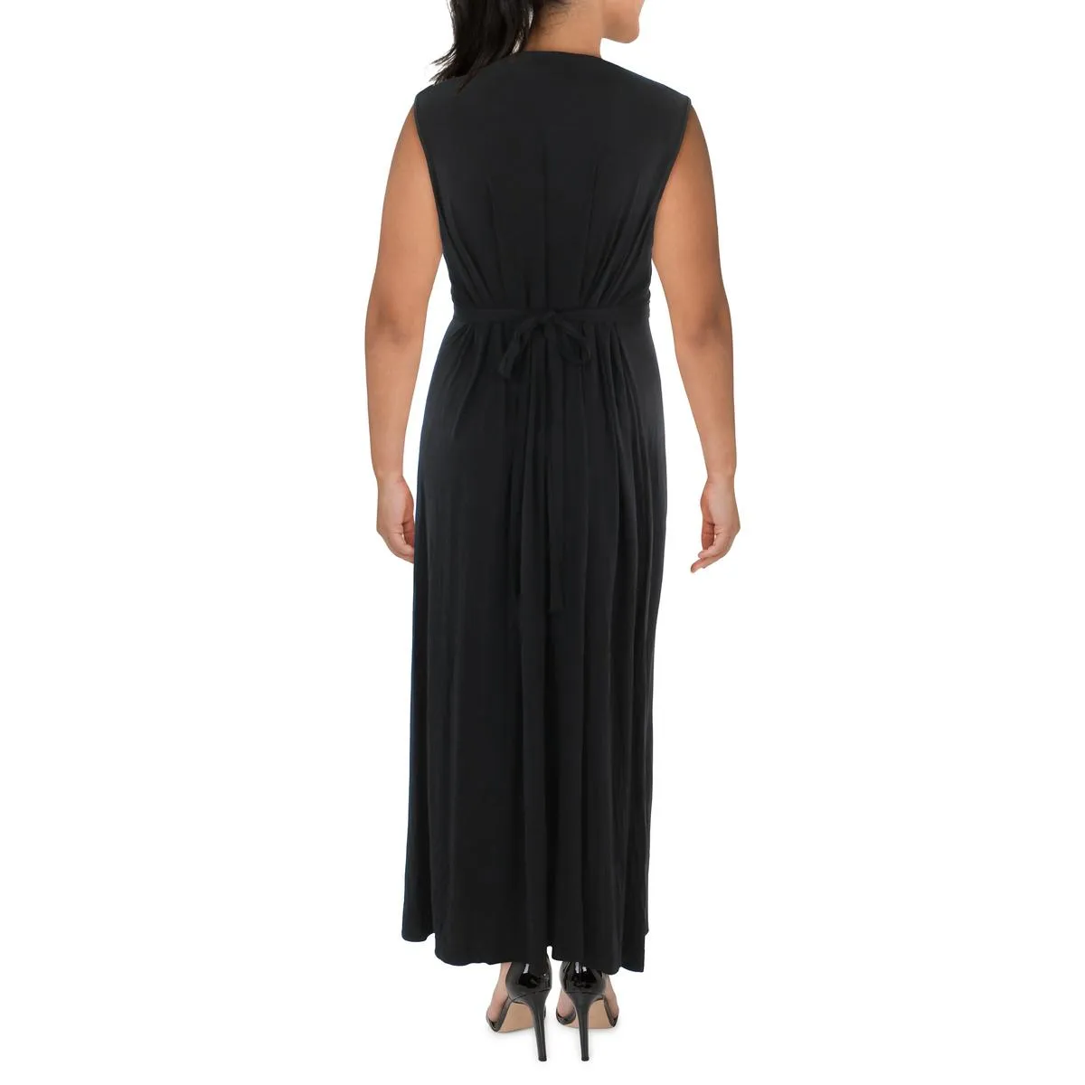 24seven Comfort Apparel Womens Plus V-Neck Long Maxi Dress