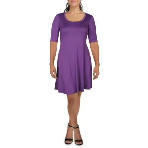 24seven Comfort Apparel Womens Scoopneck Elbow Sleeve Shift Dress