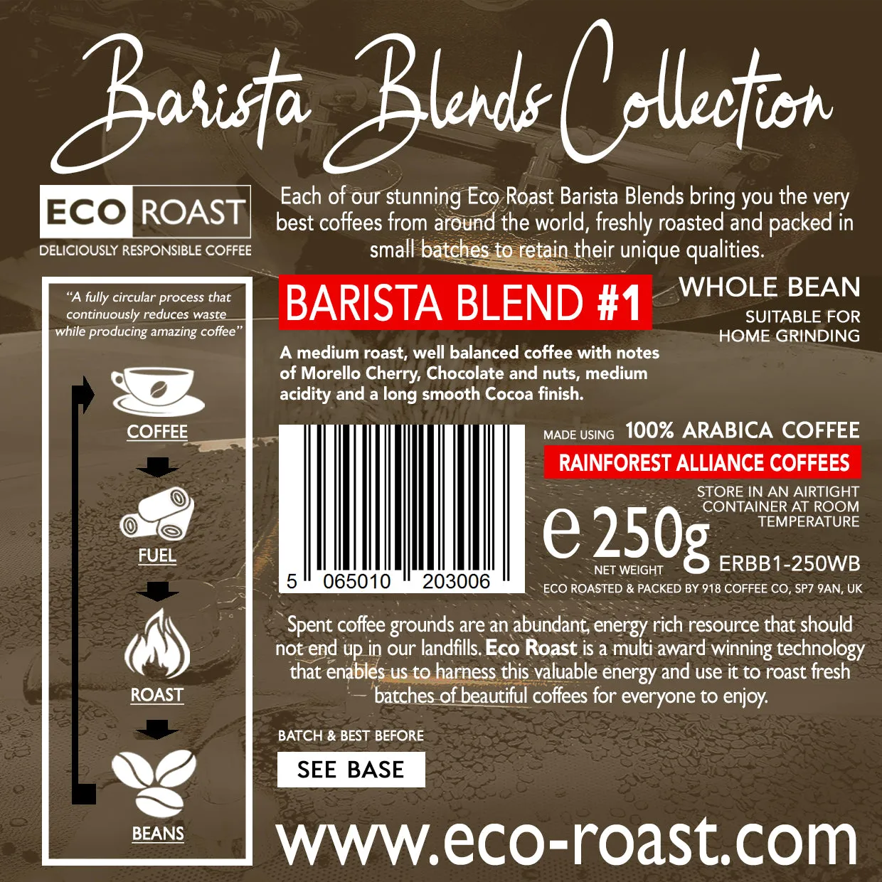 250g Eco Roast Blend #1 - Whole Bean