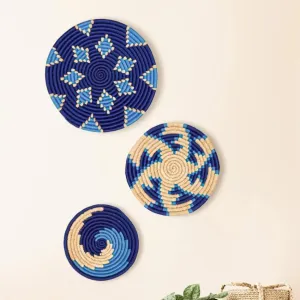 Abstract Indigo Design Sabai Baskets Home Décor Wall Art | Set of 3