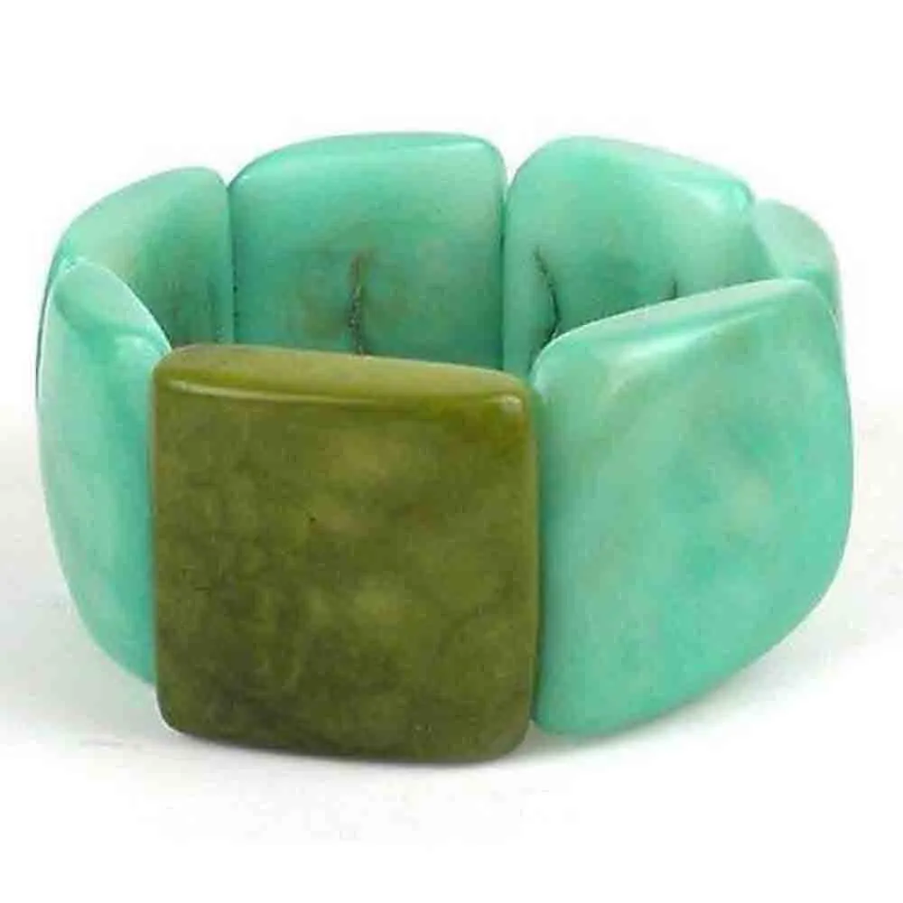 Accented Tagua Bracelet Sea Green Faire Collection