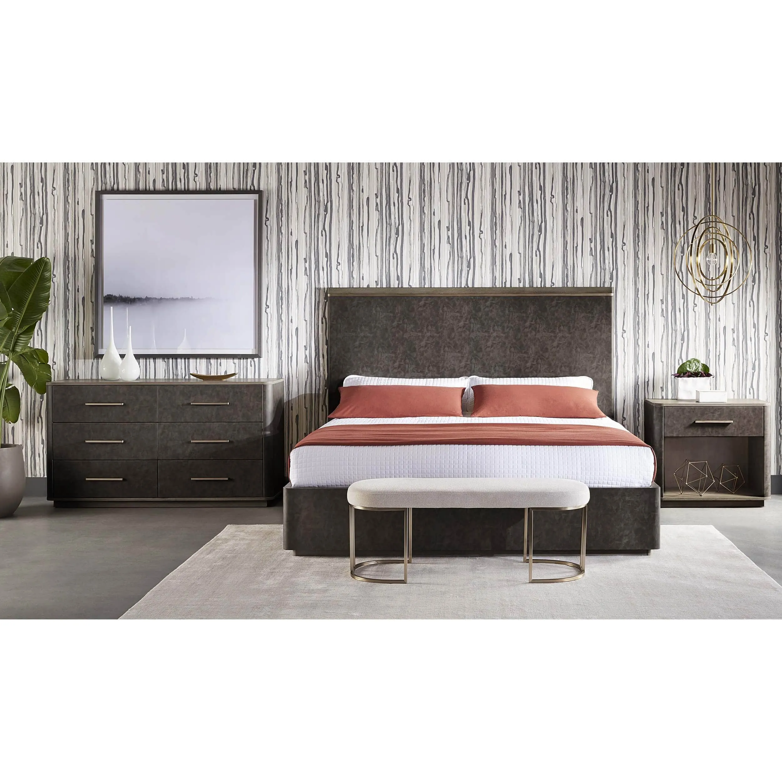 Altman King Bed, Dark Grey