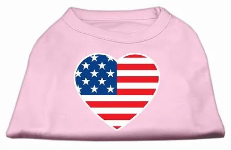 American Flag Heart Screen Print Shirt Light Pink XXXL (20)