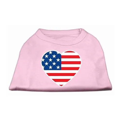 American Flag Heart Screen Print Shirt Light Pink XXXL (20)