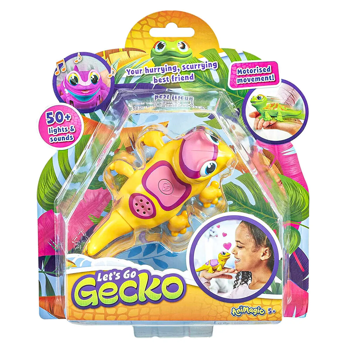 AniMagic Let's Go Gecko Yellow Interactive Pet