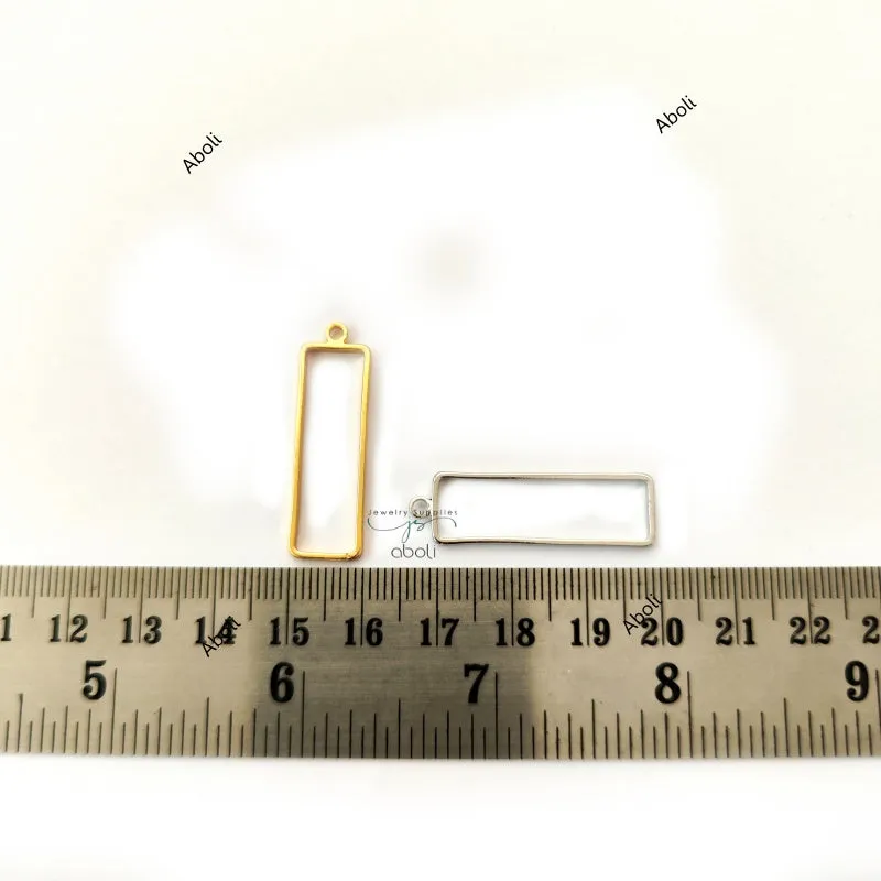 Anti Tarnish Golden Rectangle Resin Bezel Open bezel Bezel Frame Resin Jewellery 30 x 10 x 2 mm mm ATRBB21