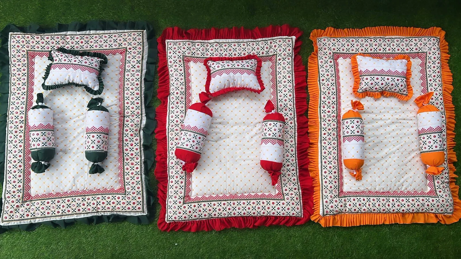 Baby Mattress with Pillows | Beautiful Work Called Kachbavaliya