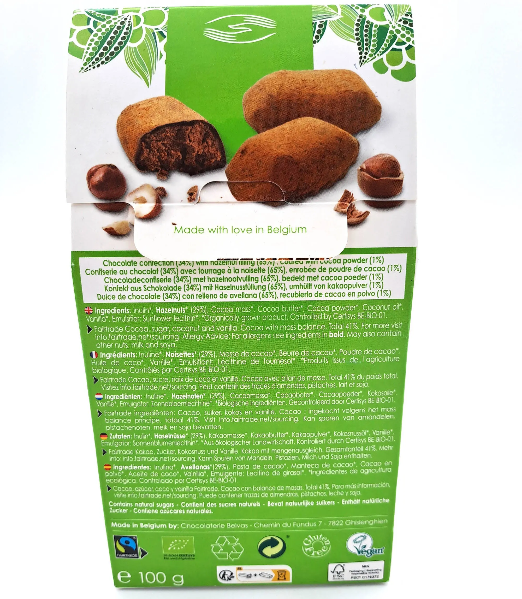 Belvas Low Sugar Hazelnut Truffles 100g