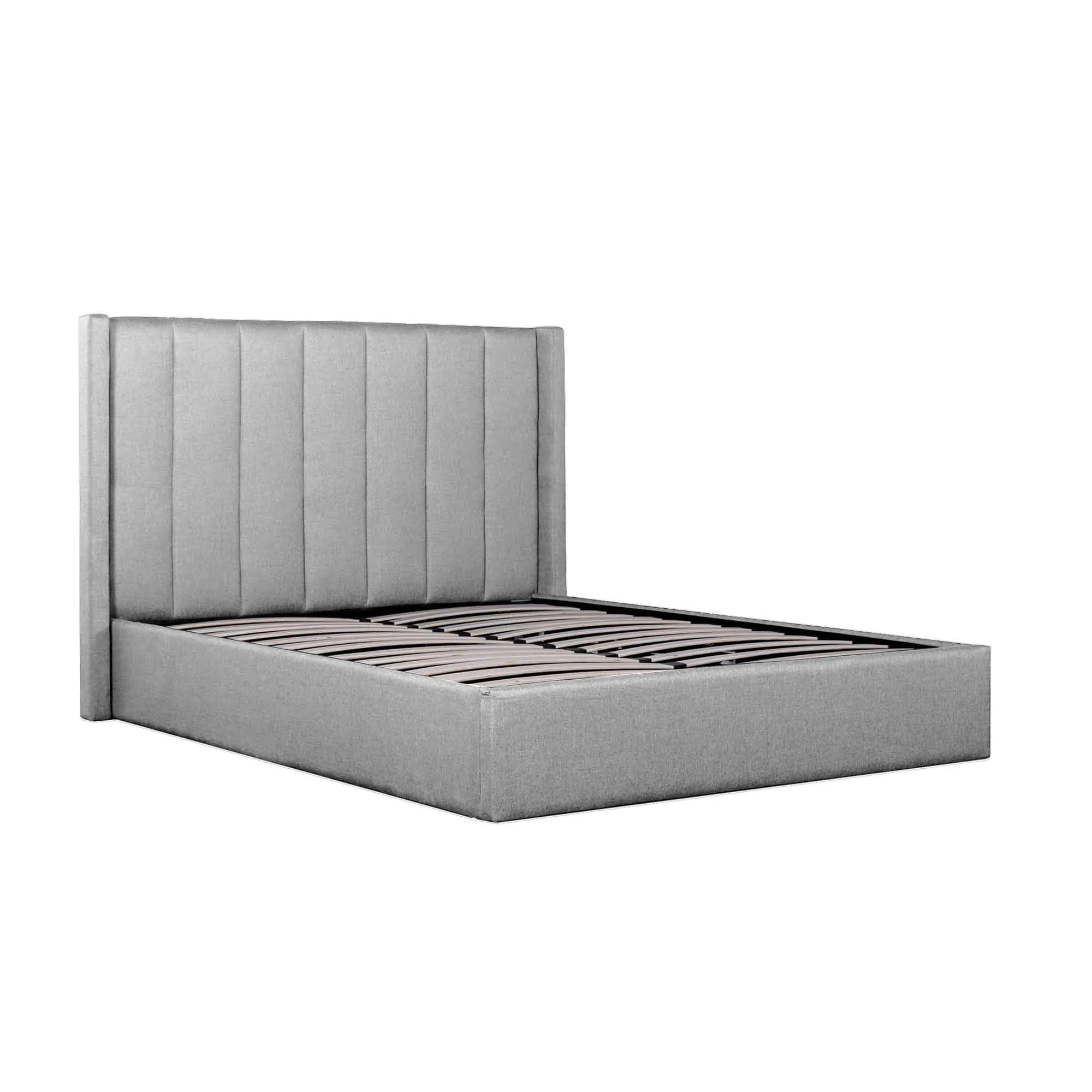 Betsy Fabric Queen Bed Frame - Pearl Grey with Storage