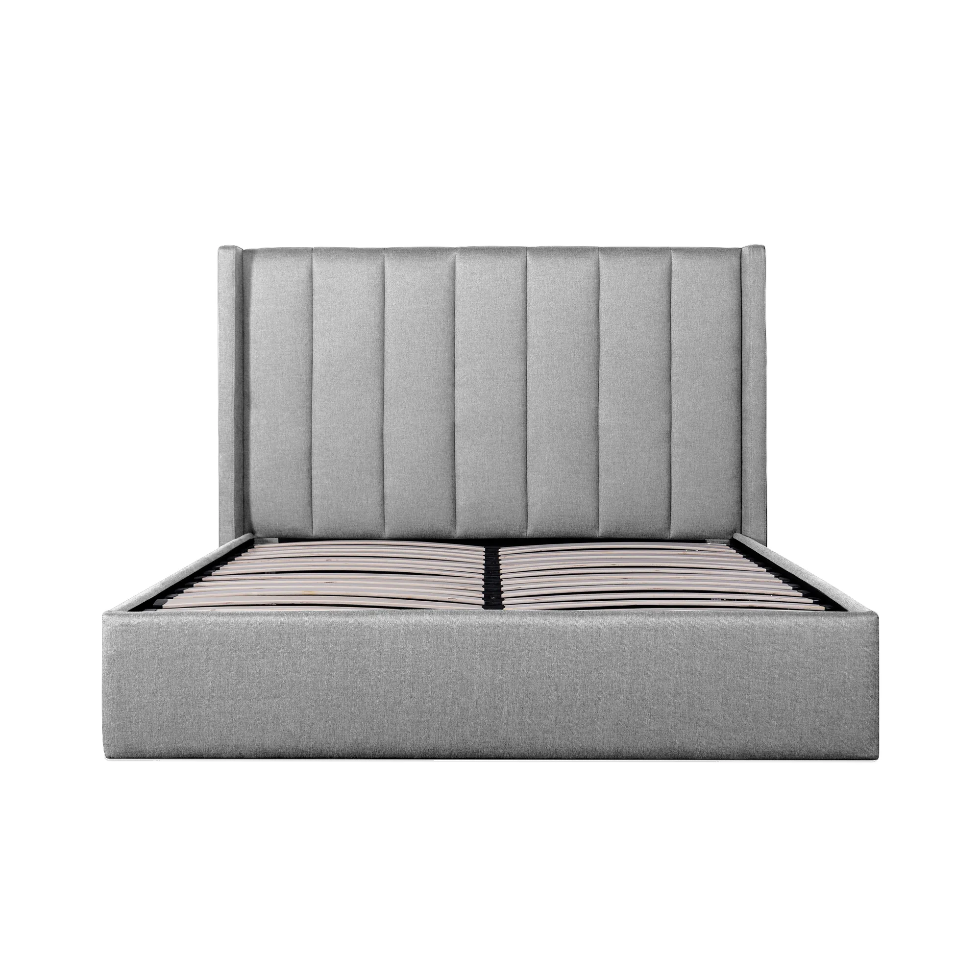 Betsy Fabric Queen Bed Frame - Pearl Grey with Storage