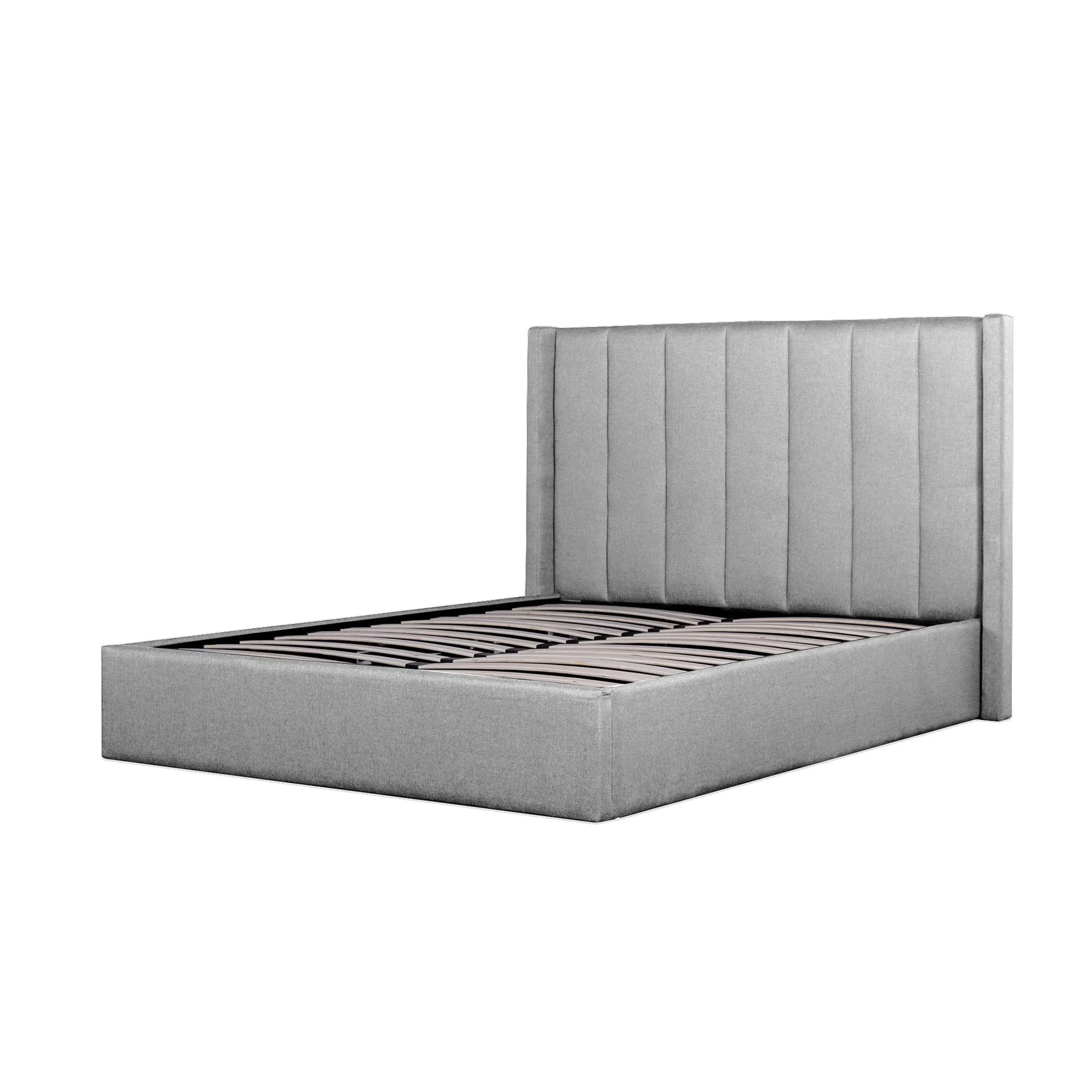 Betsy Fabric Queen Bed Frame - Pearl Grey with Storage