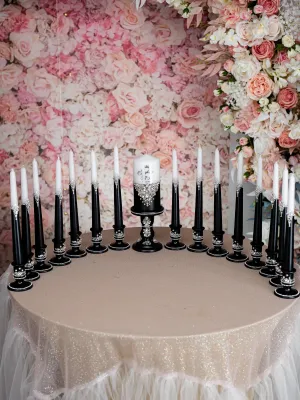 Black silver 15 candle ceremony for quinceanera