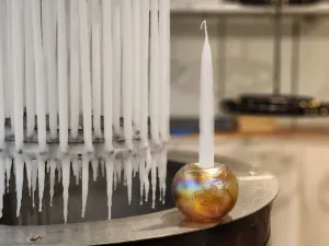 Blown Glass Candle Holder with 8" Taper Candle