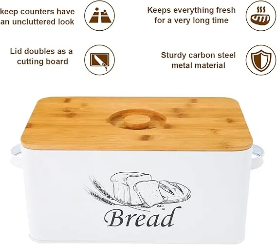 Bread Box And 3-Piece With Sugar Tea Coffee Containers Sets For Kitchen Countertop Extra Large Farmhouse Storage By MA