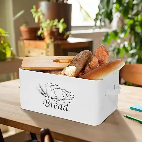 Bread Box And 3-Piece With Sugar Tea Coffee Containers Sets For Kitchen Countertop Extra Large Farmhouse Storage By MA