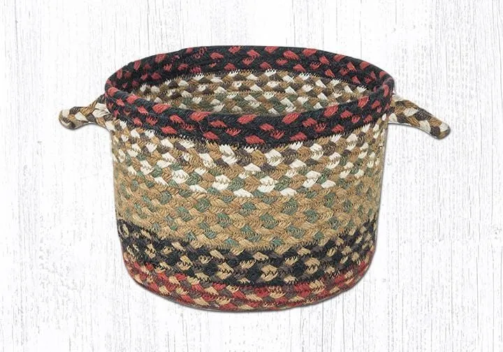 Burgundy and Mustard Woven Basket