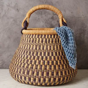 Checkered Navy Pot Basket