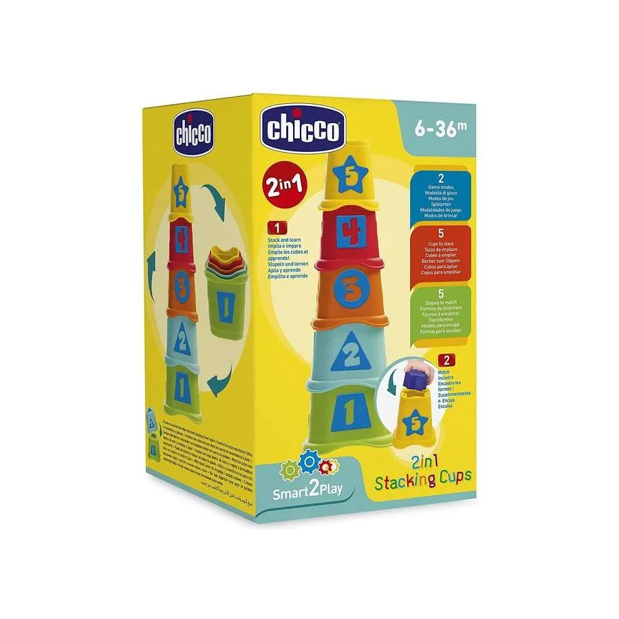 Chicco 2-in-1 stacking cup and ball track, multi-coloured