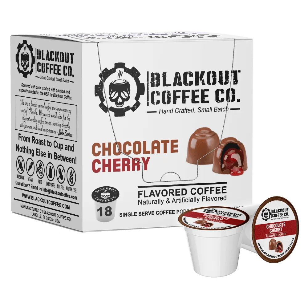 CHOCOLATE CHERRY FLAVORED COFFEE PODS 18CT