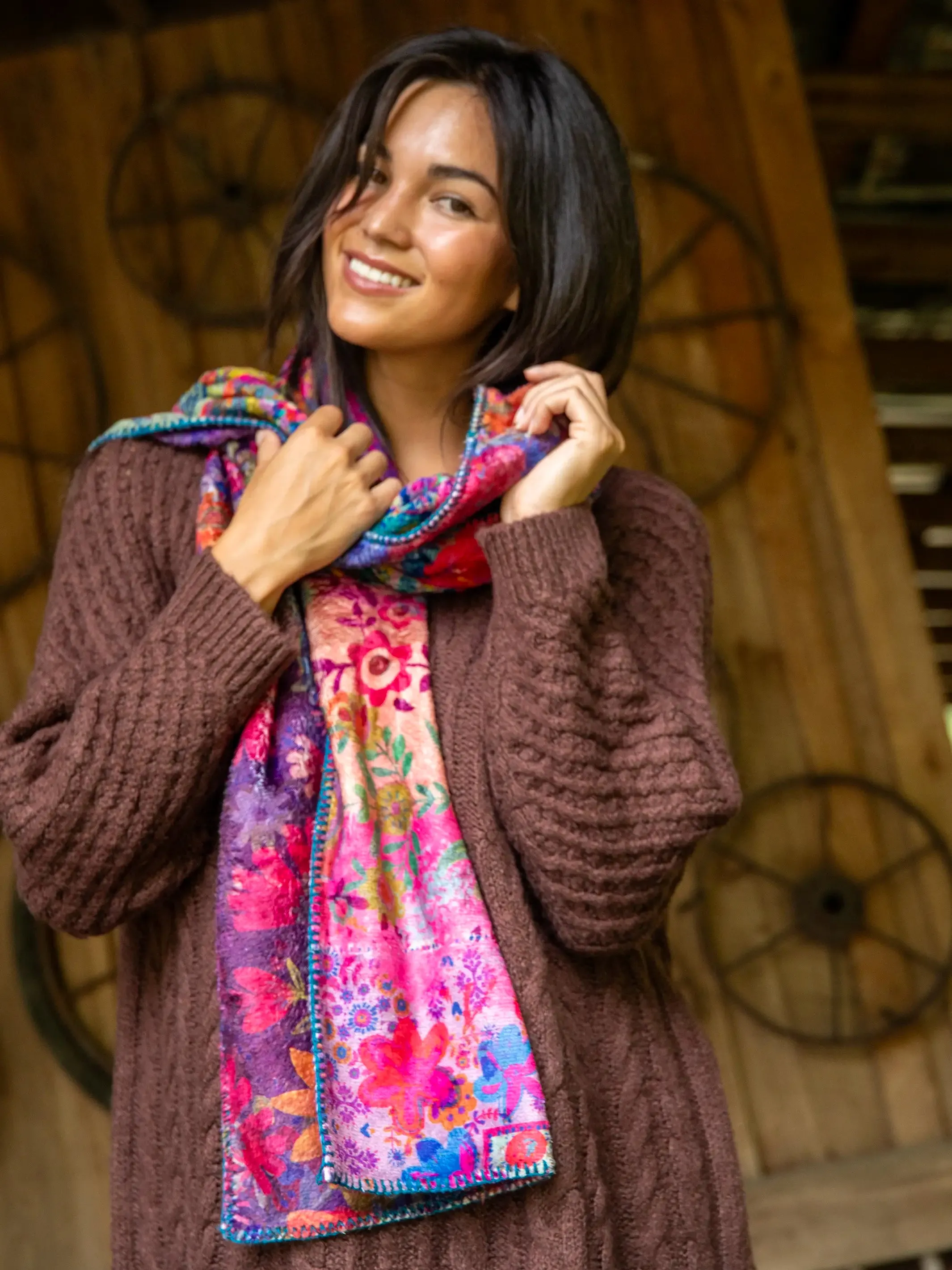 Cozy Blanket Scarf - Rainbow Bandana Patchwork