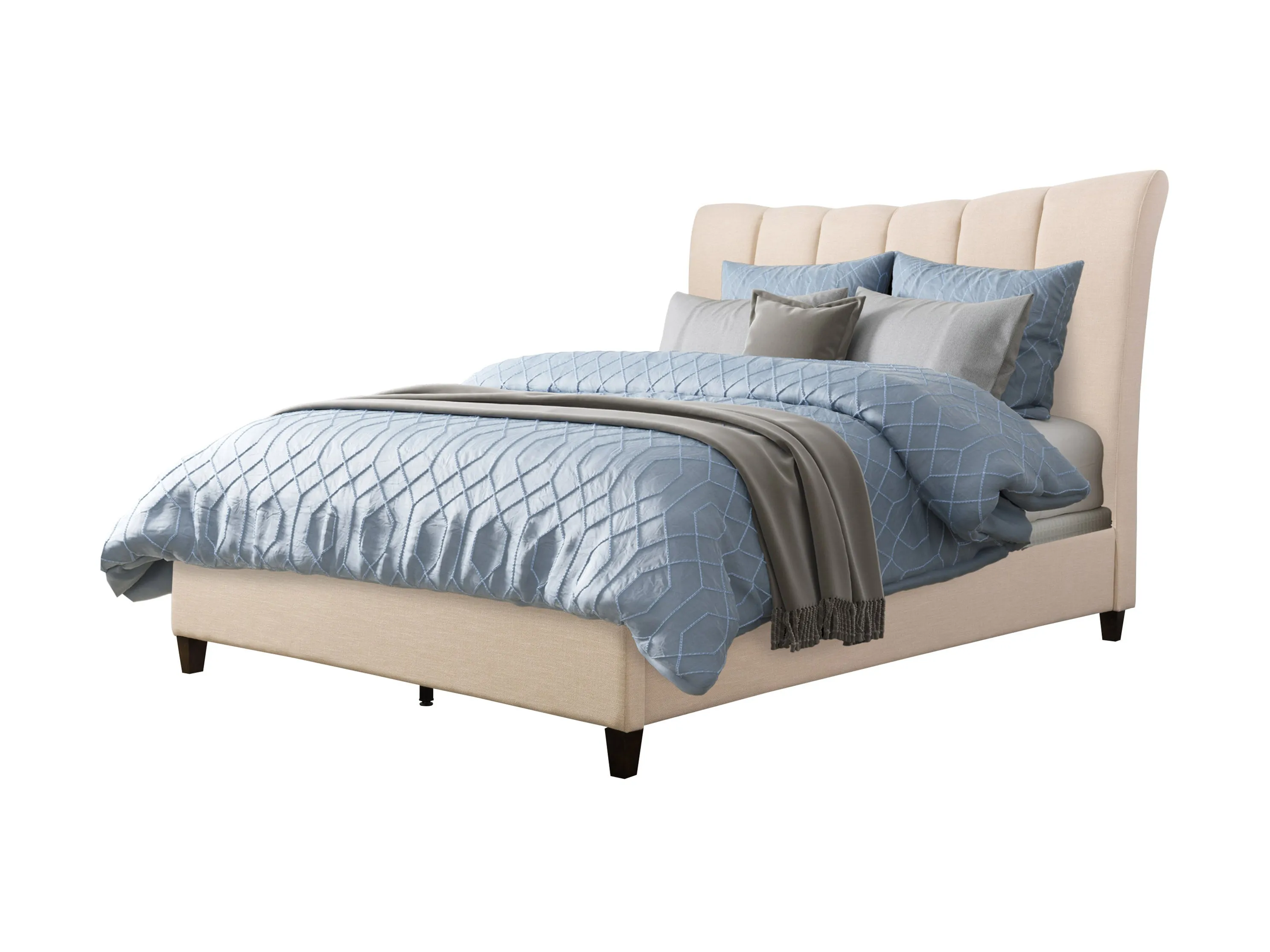 Cream Channel Tufted Double / Full Bed