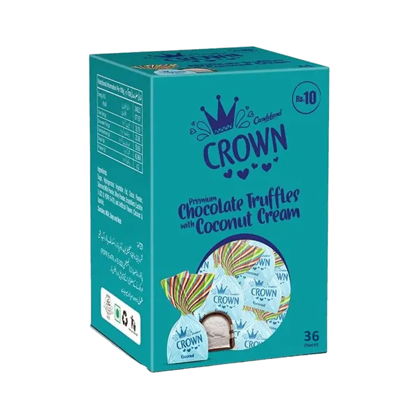 CROWN PREMIUM CHOCOLATE COCONUT TOFFEE 250GM 36PCS