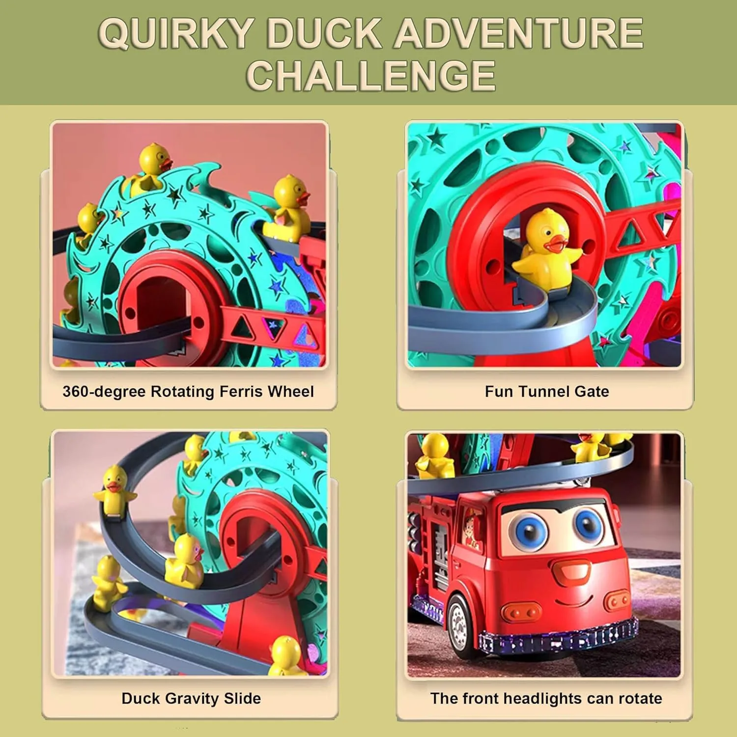 Duck Swivel Slide Fire Rail Car With Light & Sound