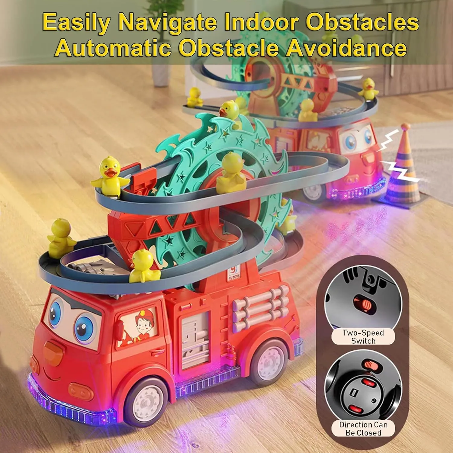 Duck Swivel Slide Fire Rail Car With Light & Sound