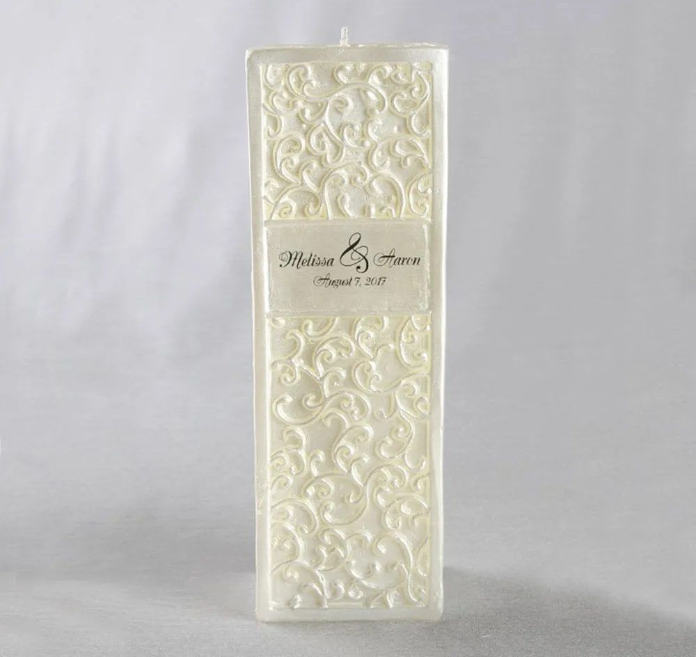 Embossed Flourish Personalized Unity Candle