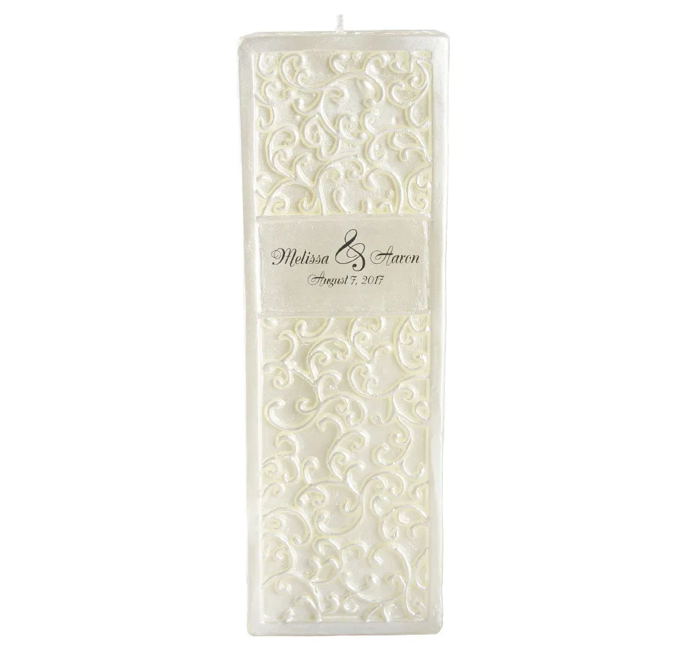 Embossed Flourish Personalized Unity Candle