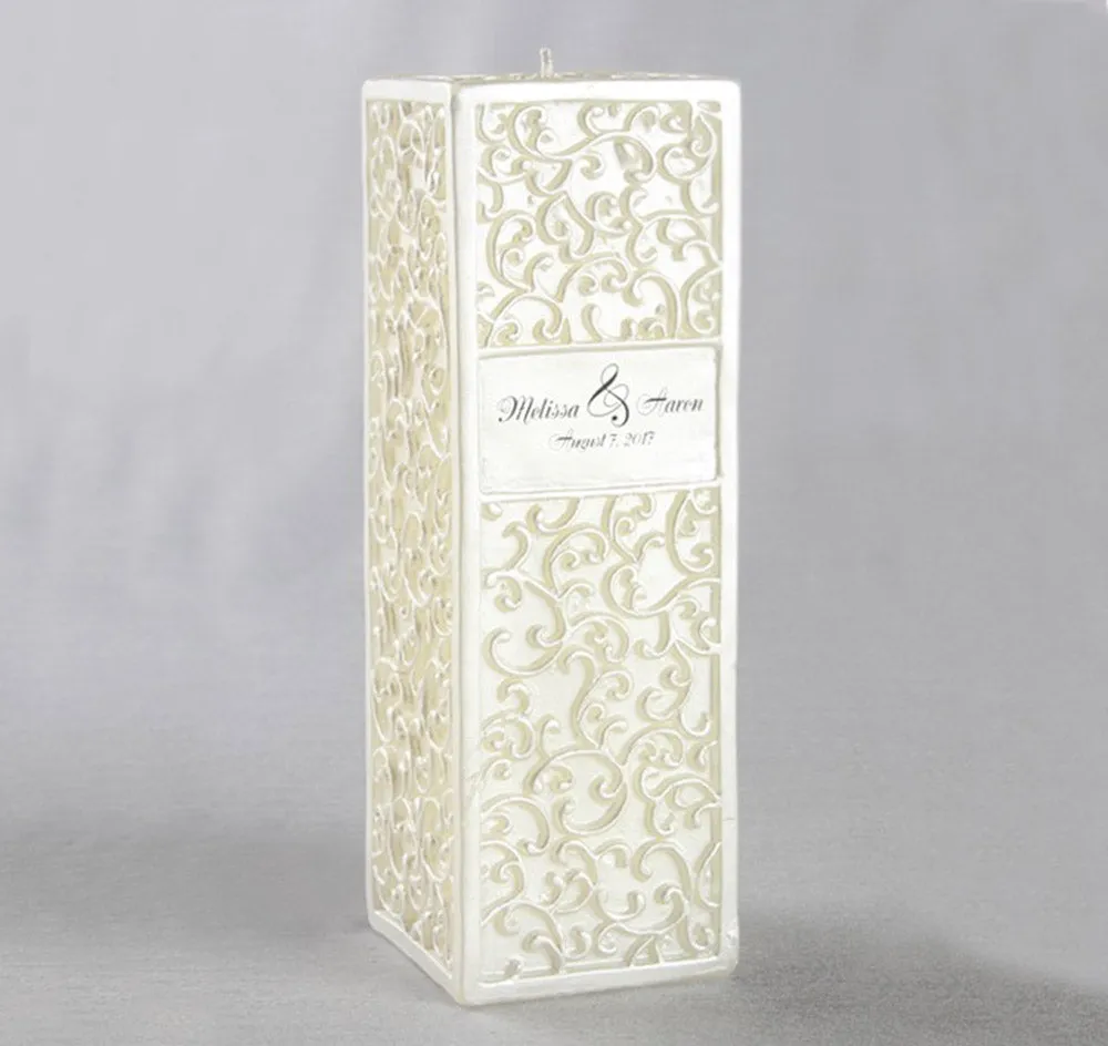 Embossed Flourish Personalized Unity Candle