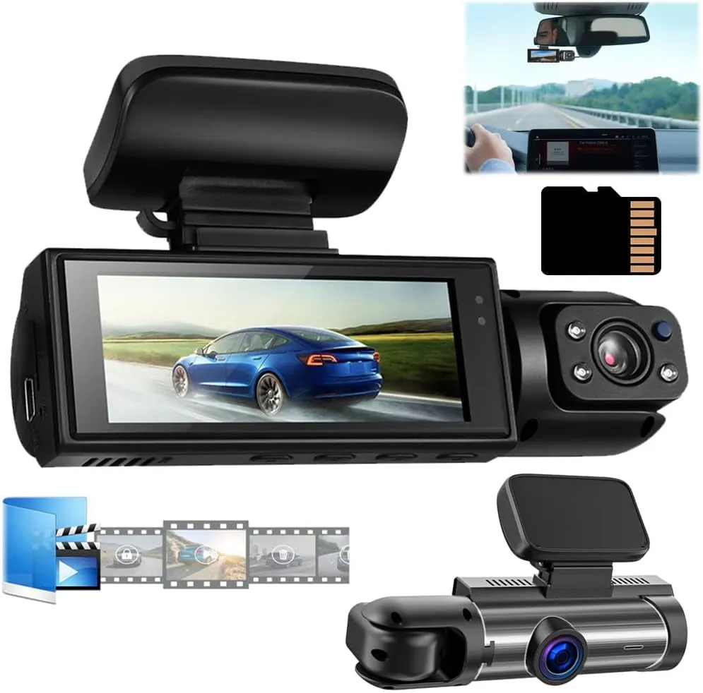 essential Sherum Dash Cam, Shirem Autopulsex Dash Camera for Cars, Dashcam Front and Rear Camera, 1080p Night Vision Car Driving Recorder, 24h Parking Mode, Car Accessories (WiFi DashCam 32G Memory Card)