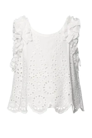 Eyelet Top W/Ruffle Detail