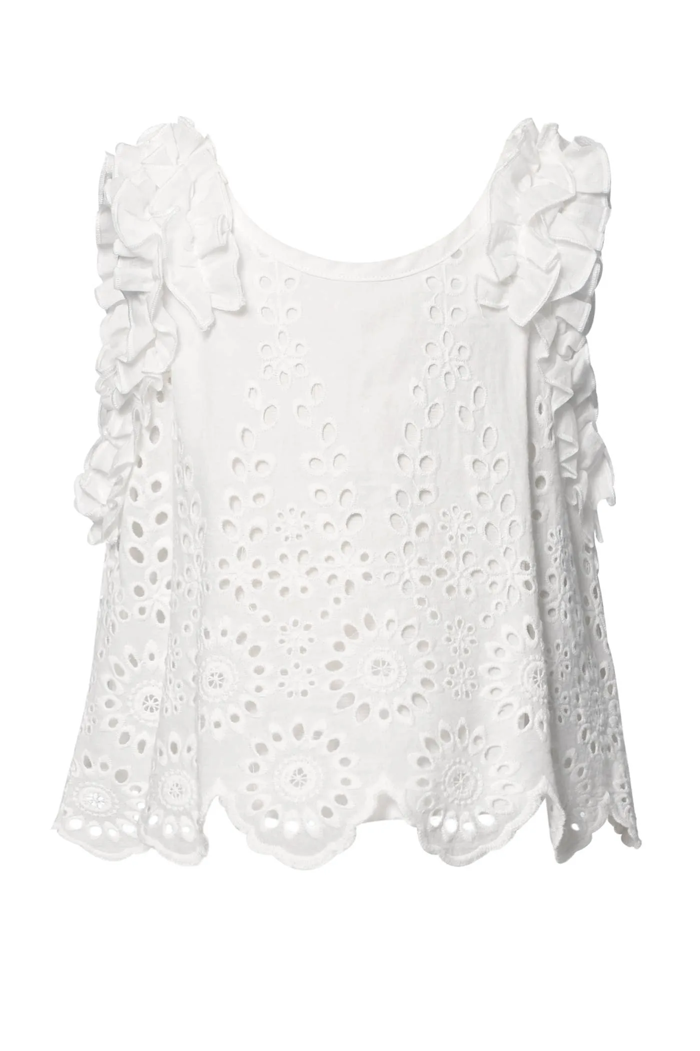 Eyelet Top W/Ruffle Detail