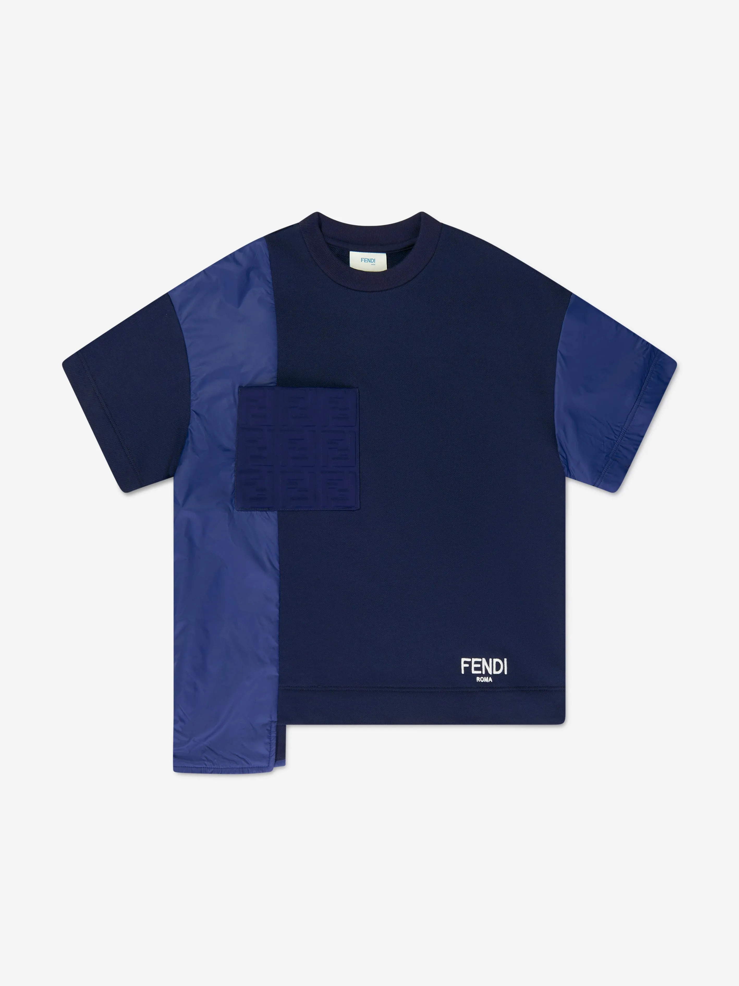 Fendi Boys Branded Pocket T-Shirt in Navy