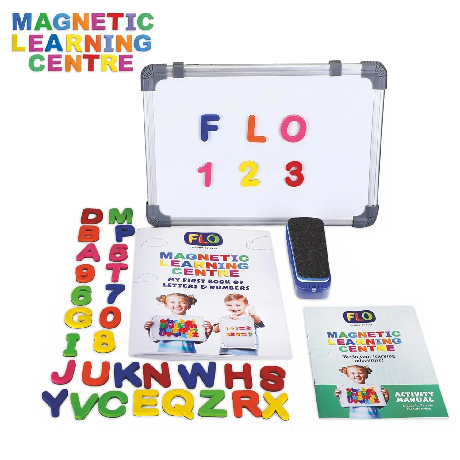 FLO Toys Magnetic Alphabets For Kids Learning And Number Brain Game Activity With Board,For Kids Ages 3 