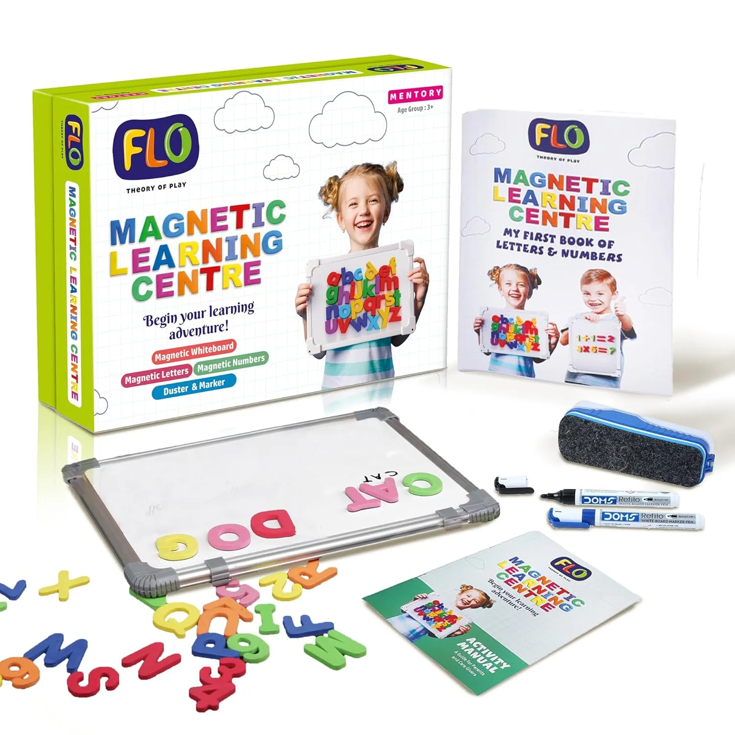 FLO Toys Magnetic Alphabets For Kids Learning And Number Brain Game Activity With Board,For Kids Ages 3 