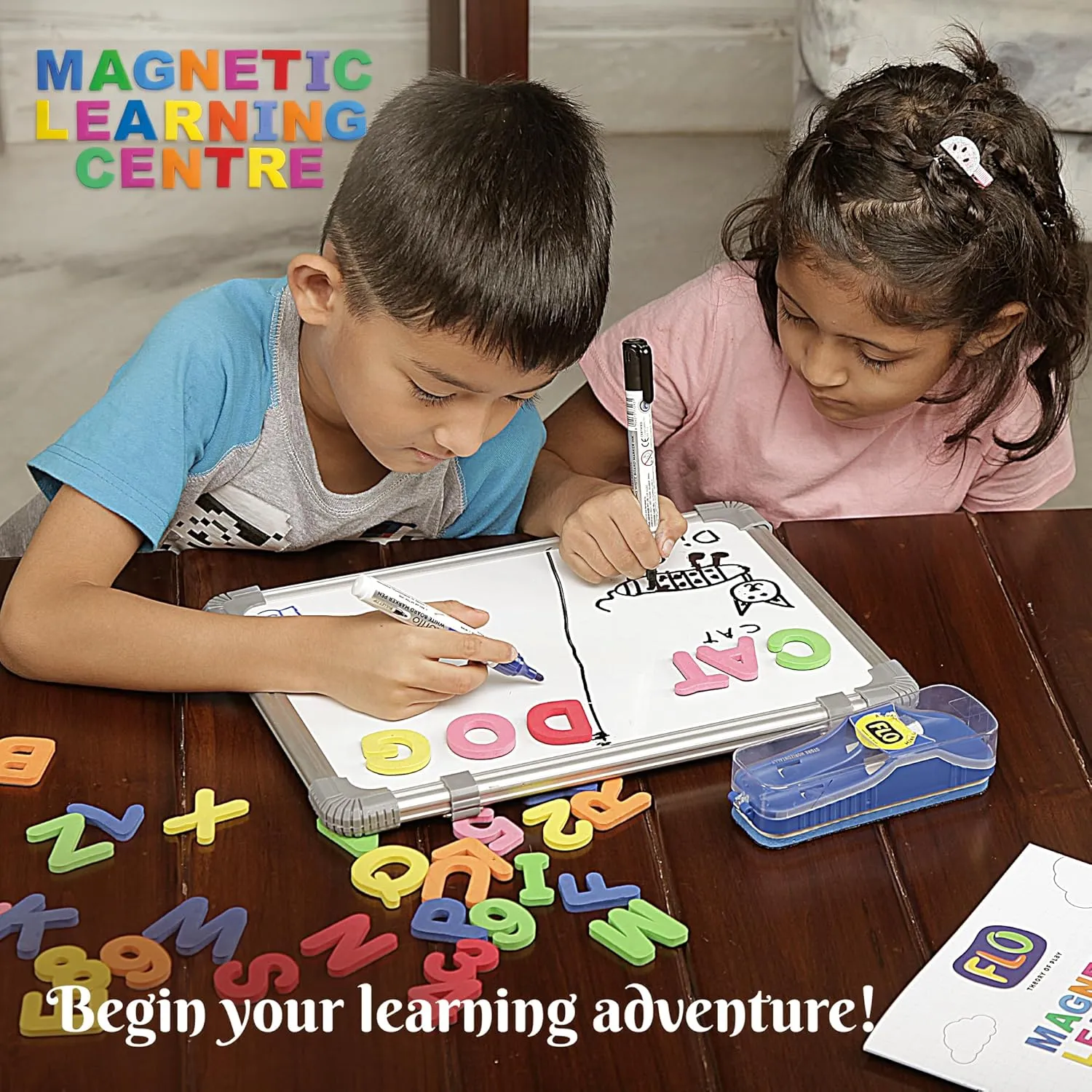 FLO Toys Magnetic Alphabets For Kids Learning And Number Brain Game Activity With Board,For Kids Ages 3 