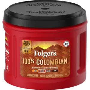 Folgers Medium 100% Colombian Coffee Canister 24.2oz