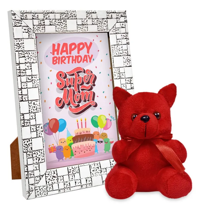 GIFT MY PASSION Happy Birthday Super Mom Photo Frame & Teddy |gift for mother on her birthday