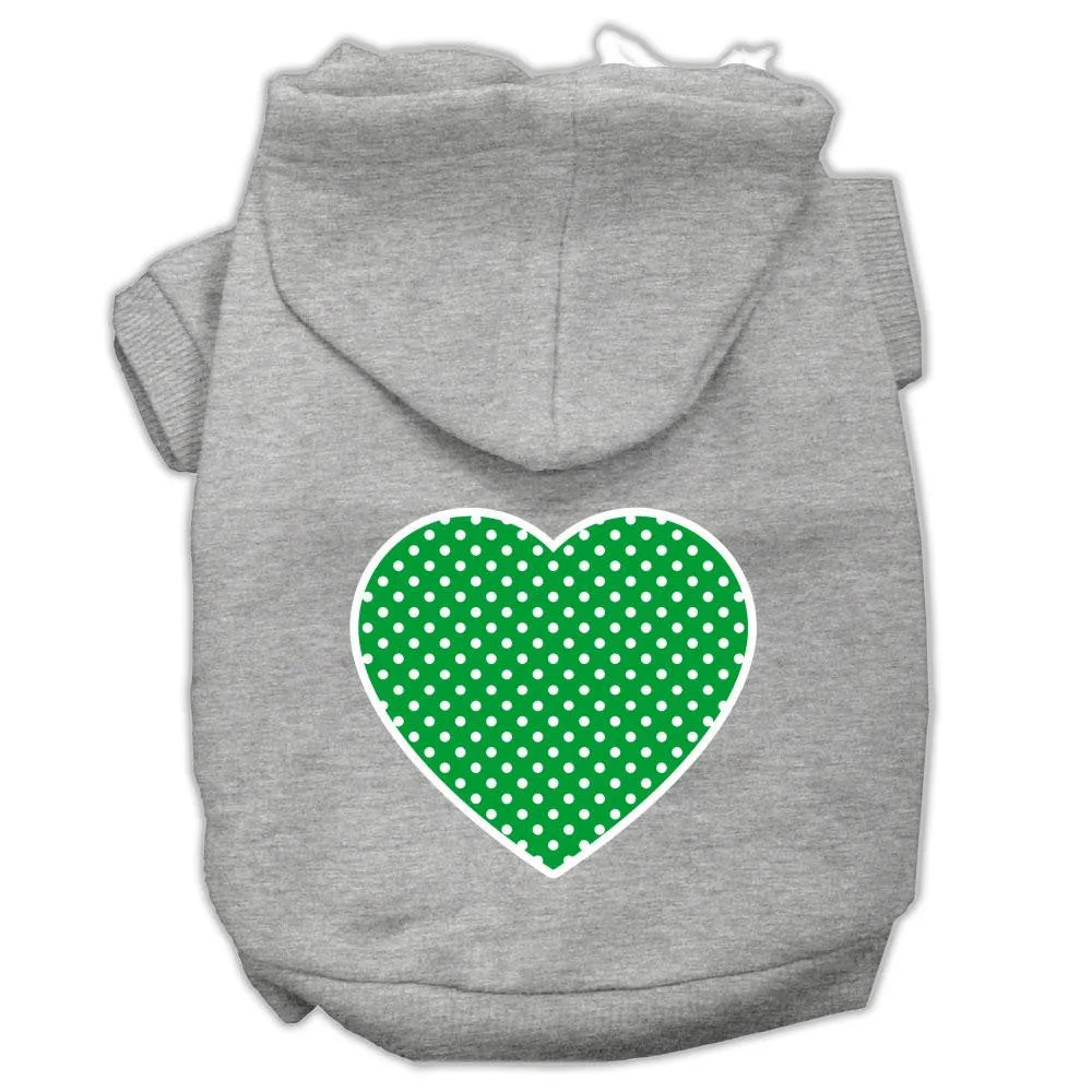 Green Swiss Dot Heart Screen Print Pet Hoodies Grey Size Xxxl (20)