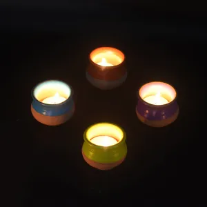 Handcrafted Terracotta "Pot Handi" Candle Holder (Multicolour - Set Of 4)