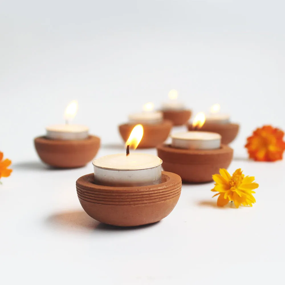 Handcrafted Terracotta "Tab Zems" Tea Light Holder (Set Of 6)