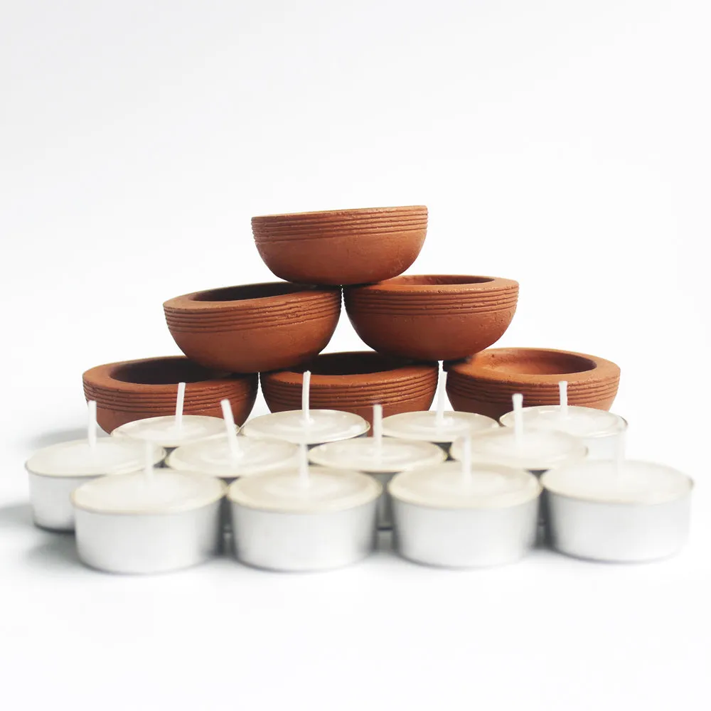 Handcrafted Terracotta "Tab Zems" Tea Light Holder (Set Of 6)