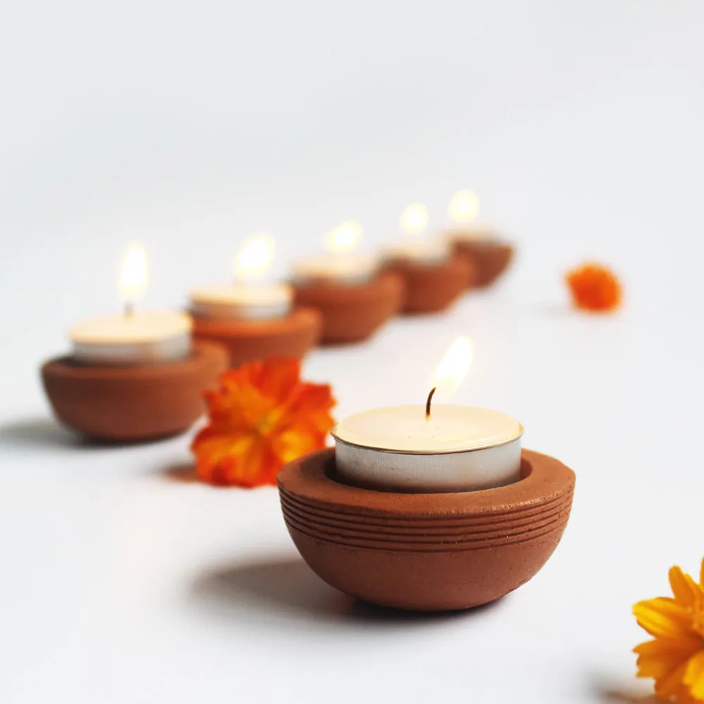 Handcrafted Terracotta "Tab Zems" Tea Light Holder (Set Of 6)