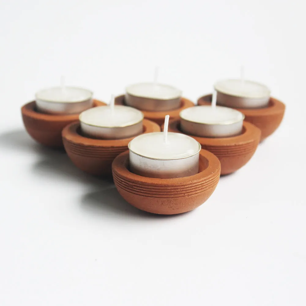 Handcrafted Terracotta "Tab Zems" Tea Light Holder (Set Of 6)