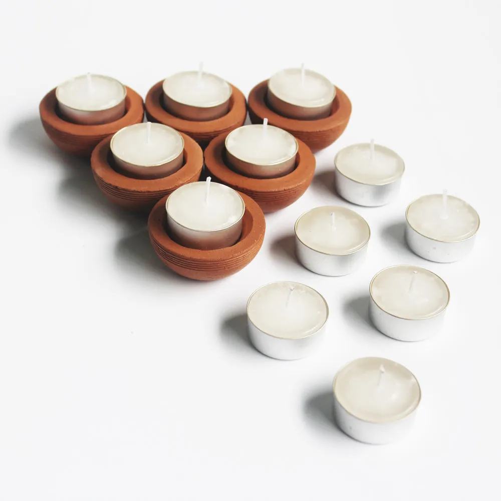 Handcrafted Terracotta "Tab Zems" Tea Light Holder (Set Of 6)