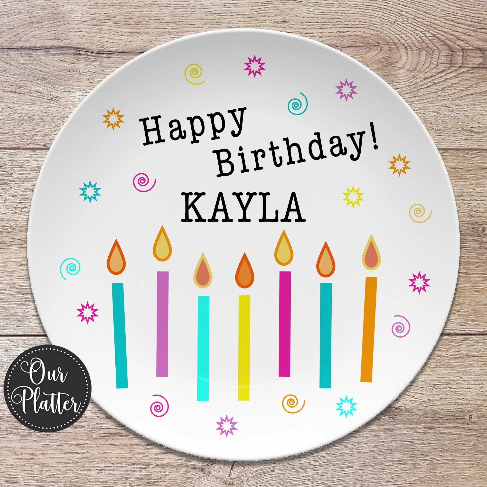 Happy Birthday Candles Personalized Plate